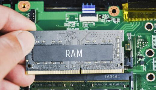 ram random access memory ddr4 technician hand with laptop motherboard background 41472 967